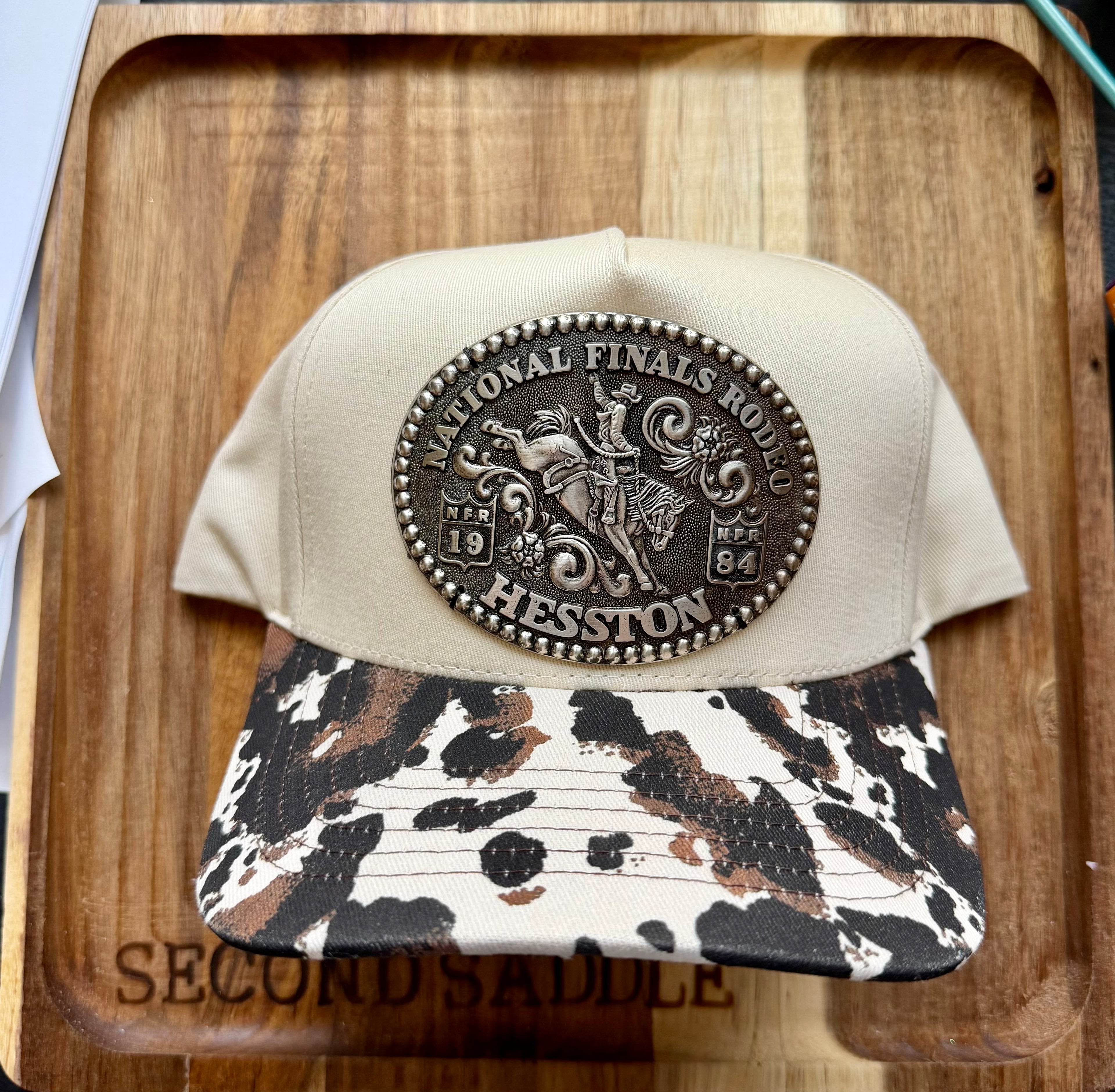 Cow-print NFR Buckle Hat