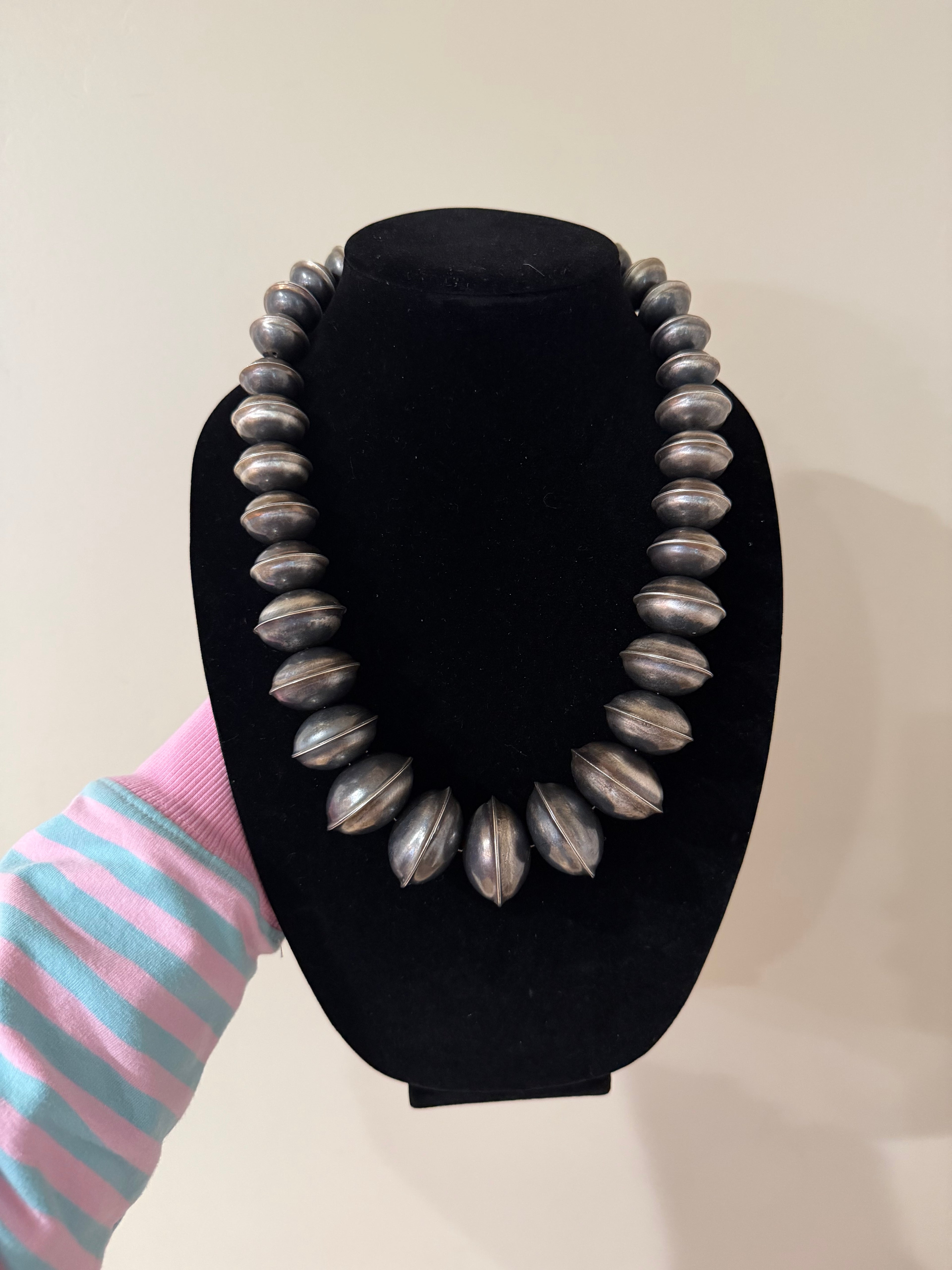20” Big Chunky Sterling Silver Pearl Necklace