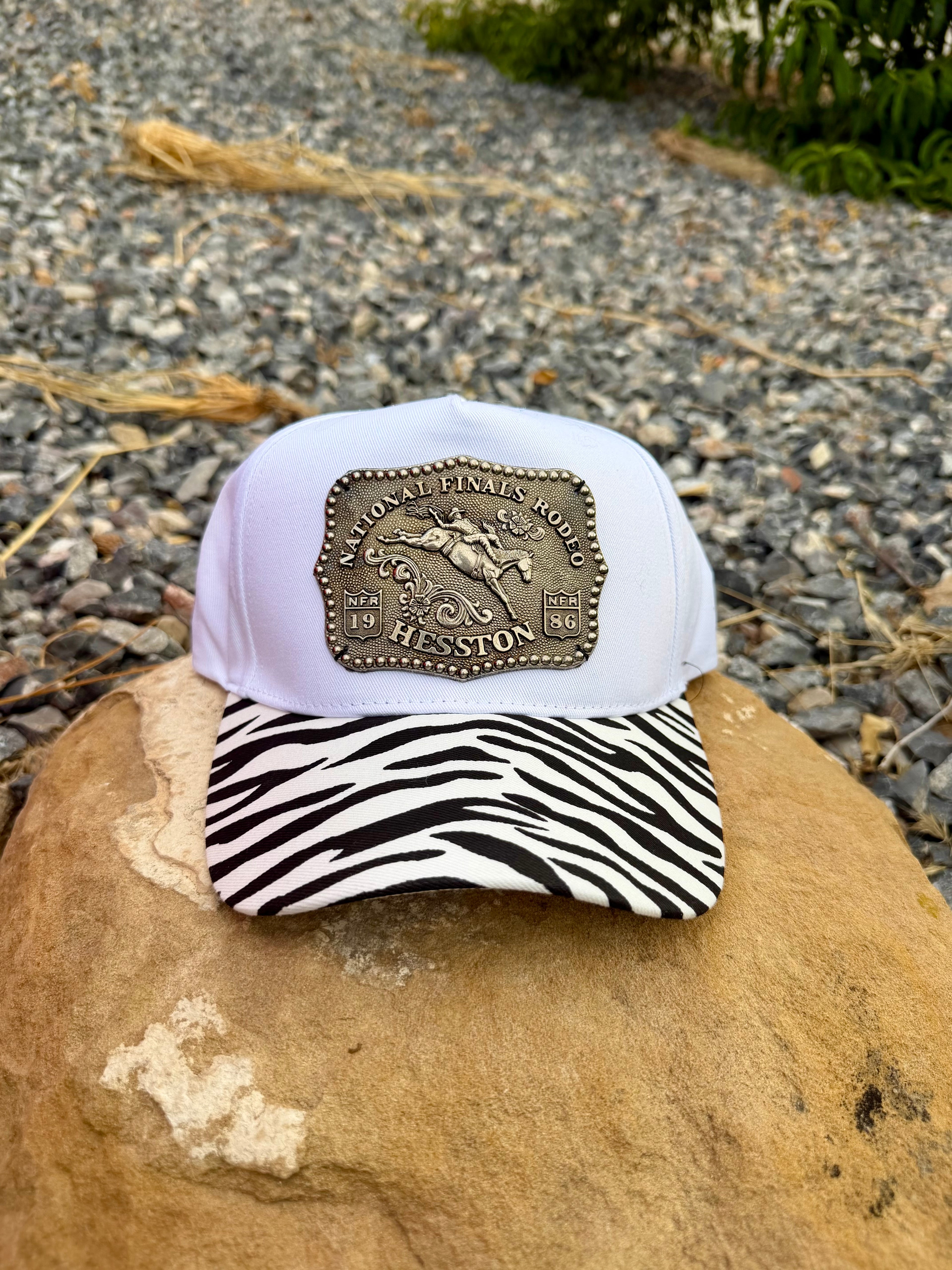 1986 Hesston NFR Buckle Zebra Hat