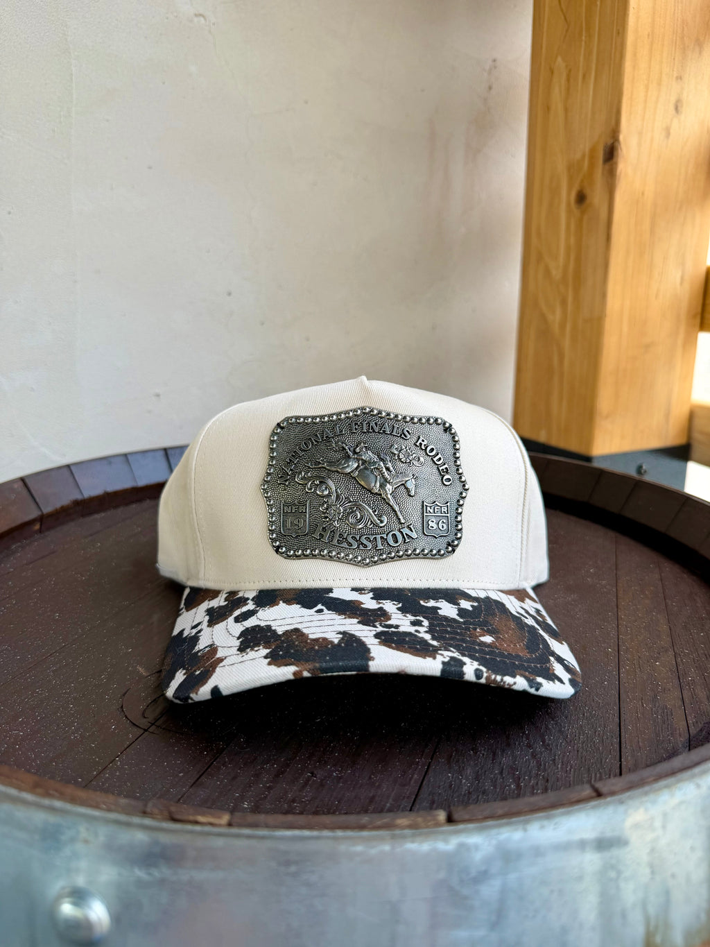 Cow-print NFR Buckle Hat