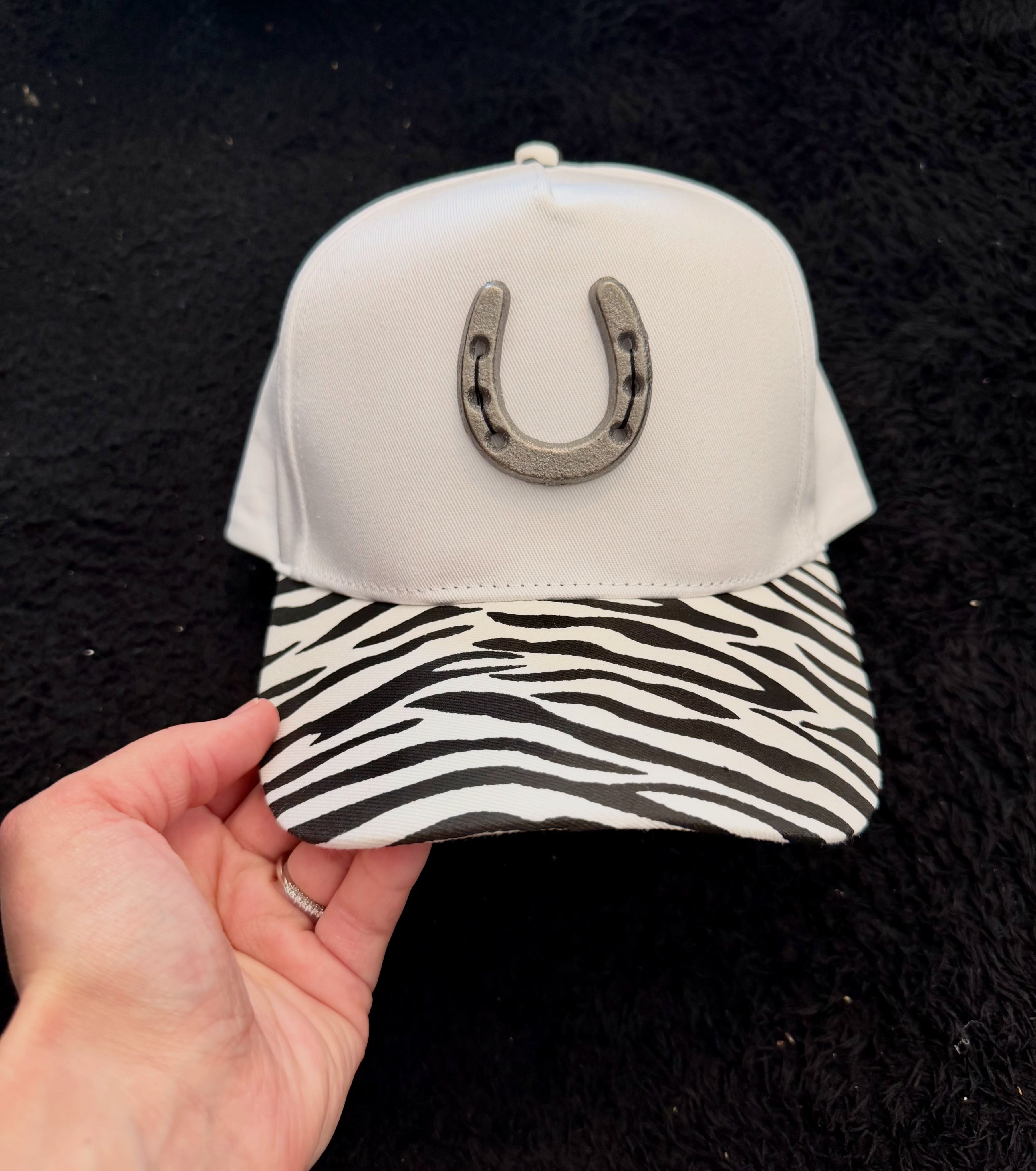 Zebra Horseshoe NFR Buckle Hat