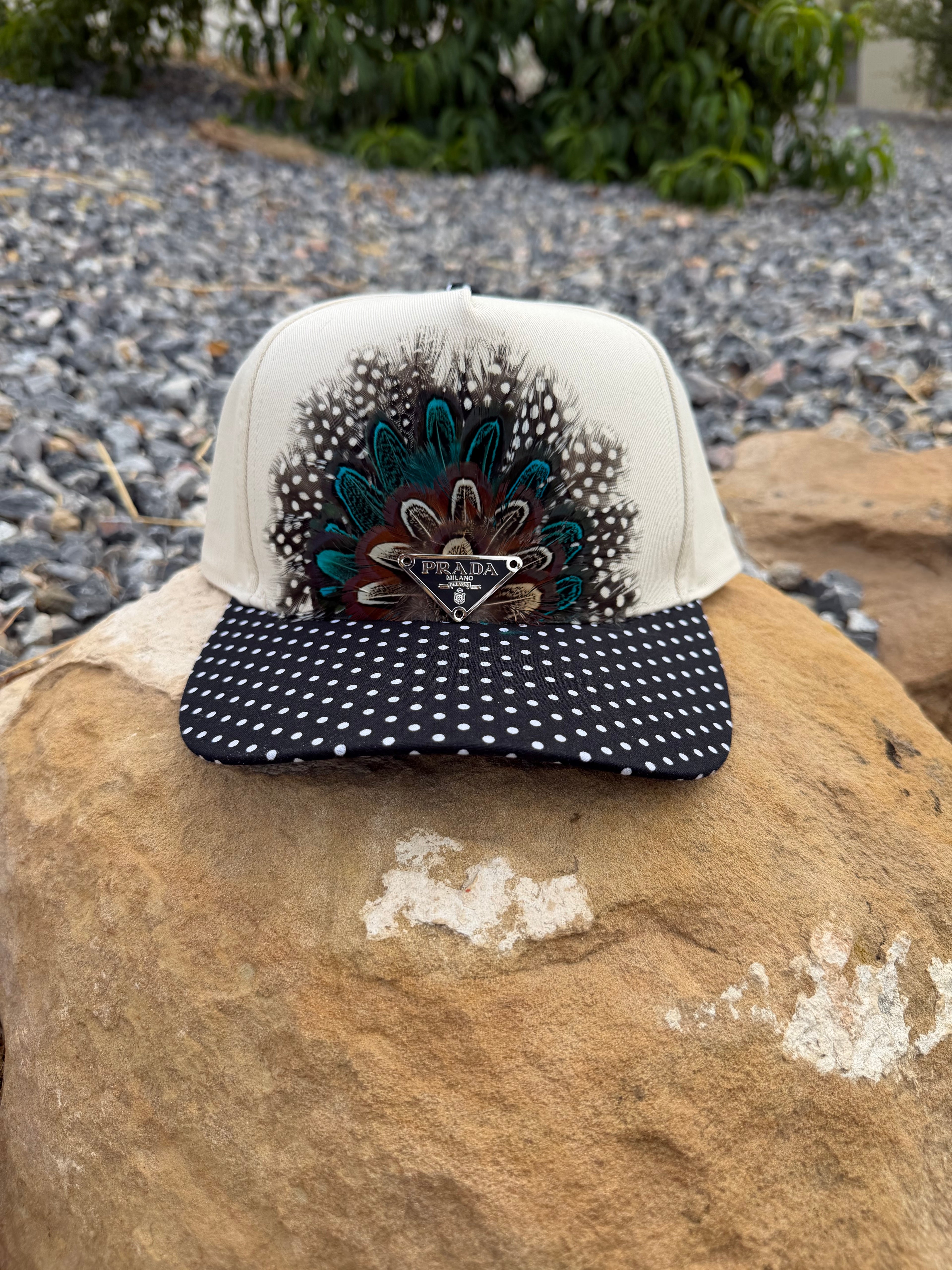Polka Dot Prada Feather Hat