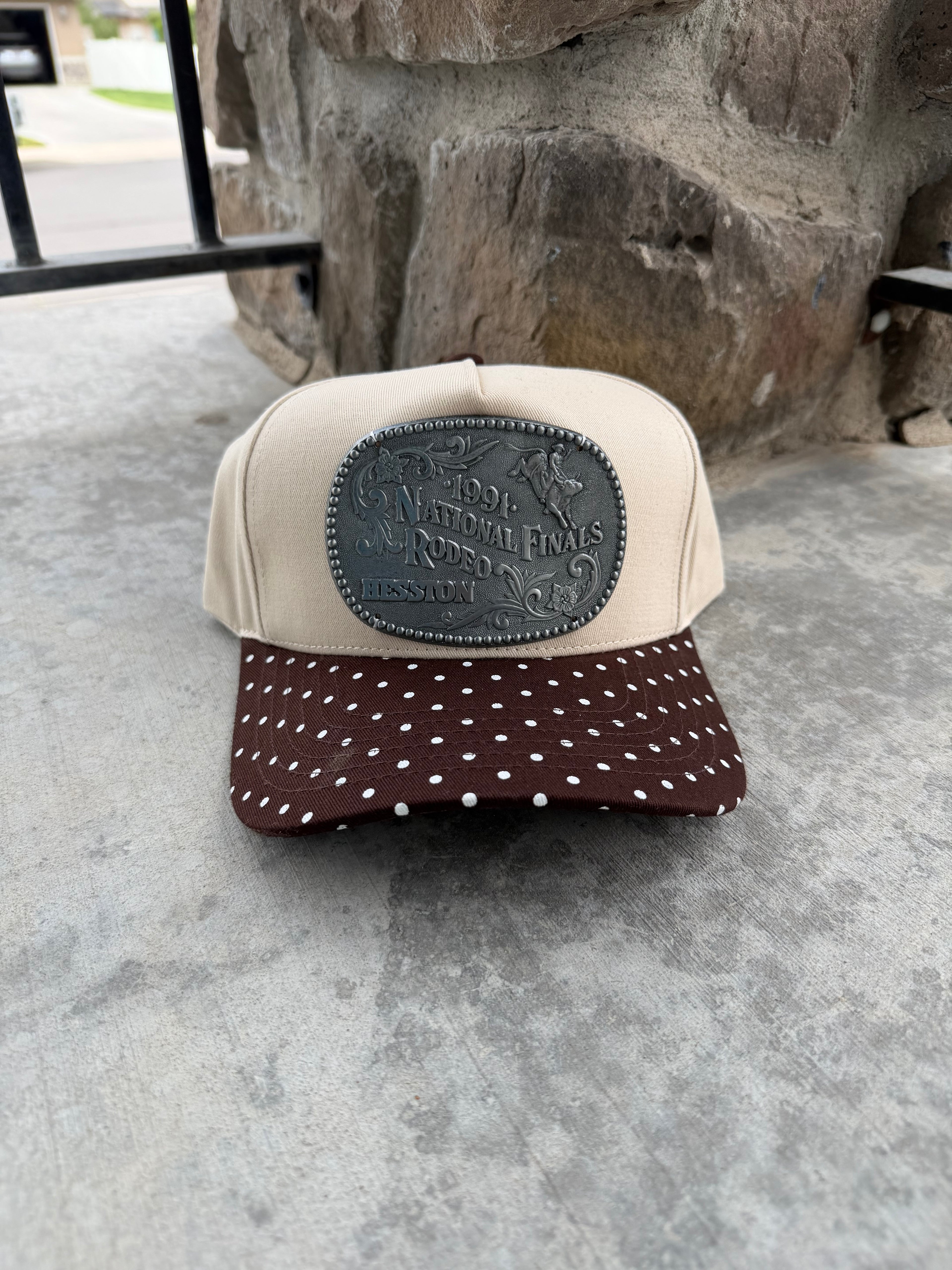 1991 Brown Polkadot NFR Buckle Hat