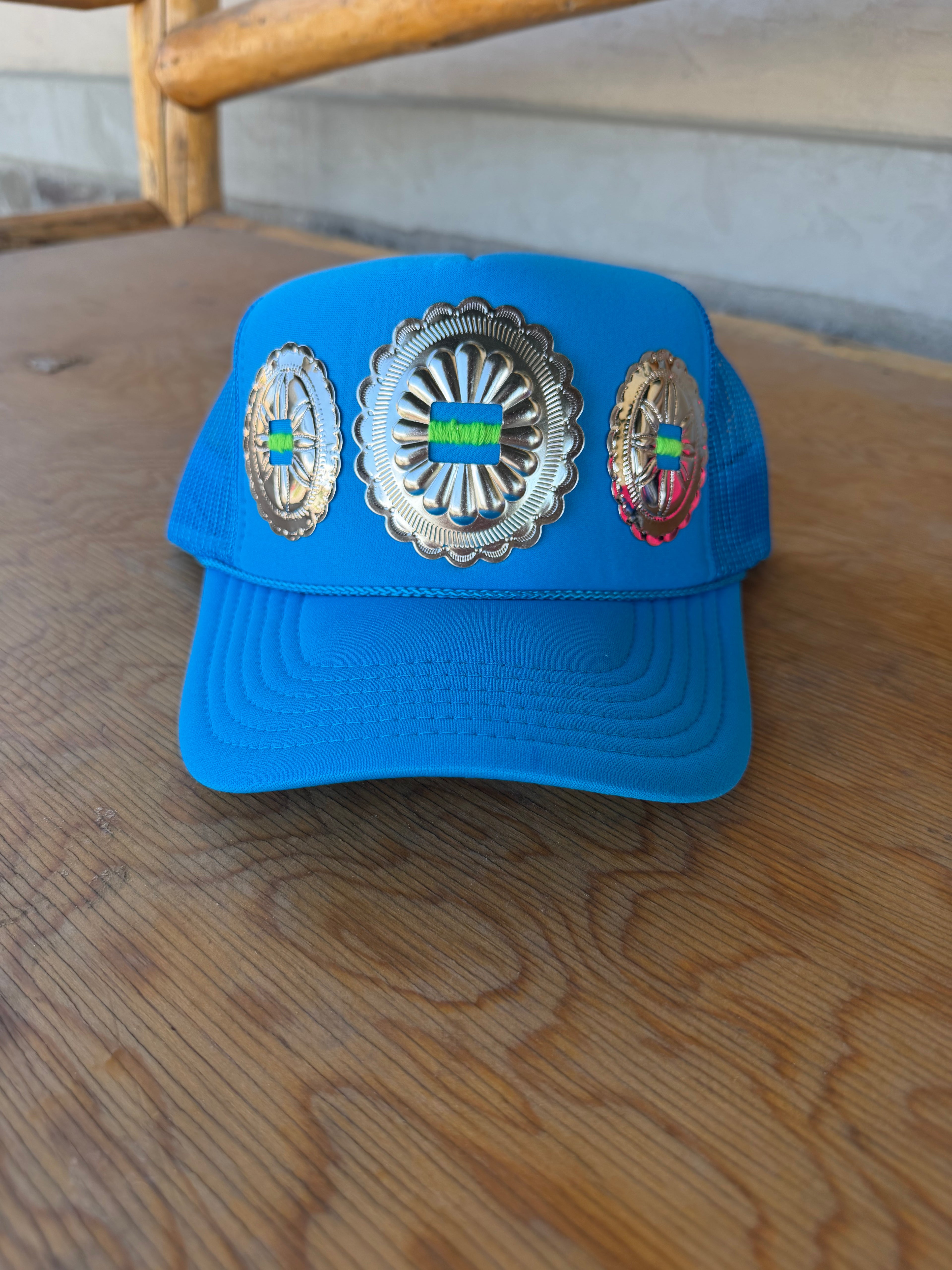 Funky Blue Big Concho Hat