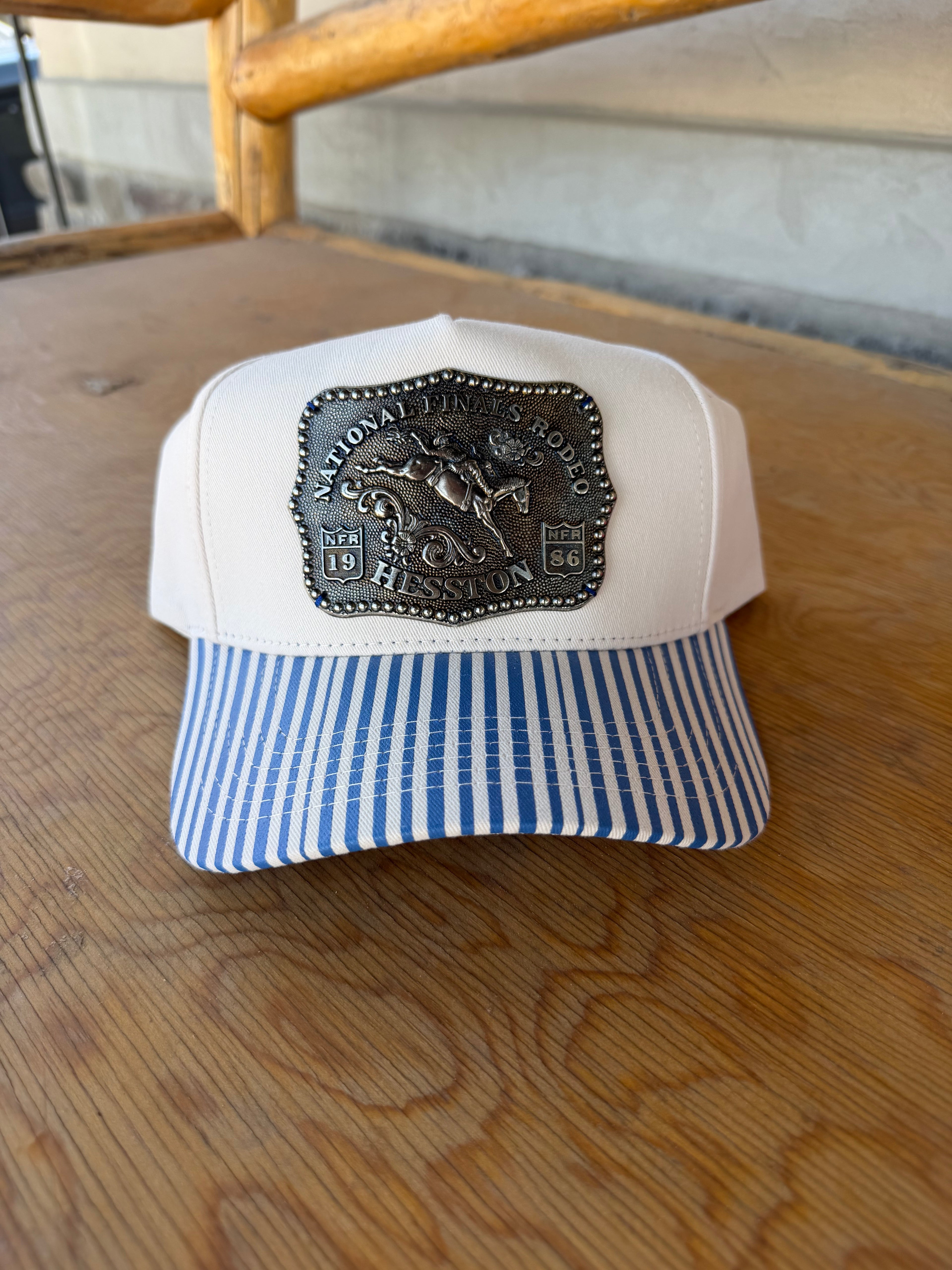 Blue Striped 1986 NFR Buckle Hat
