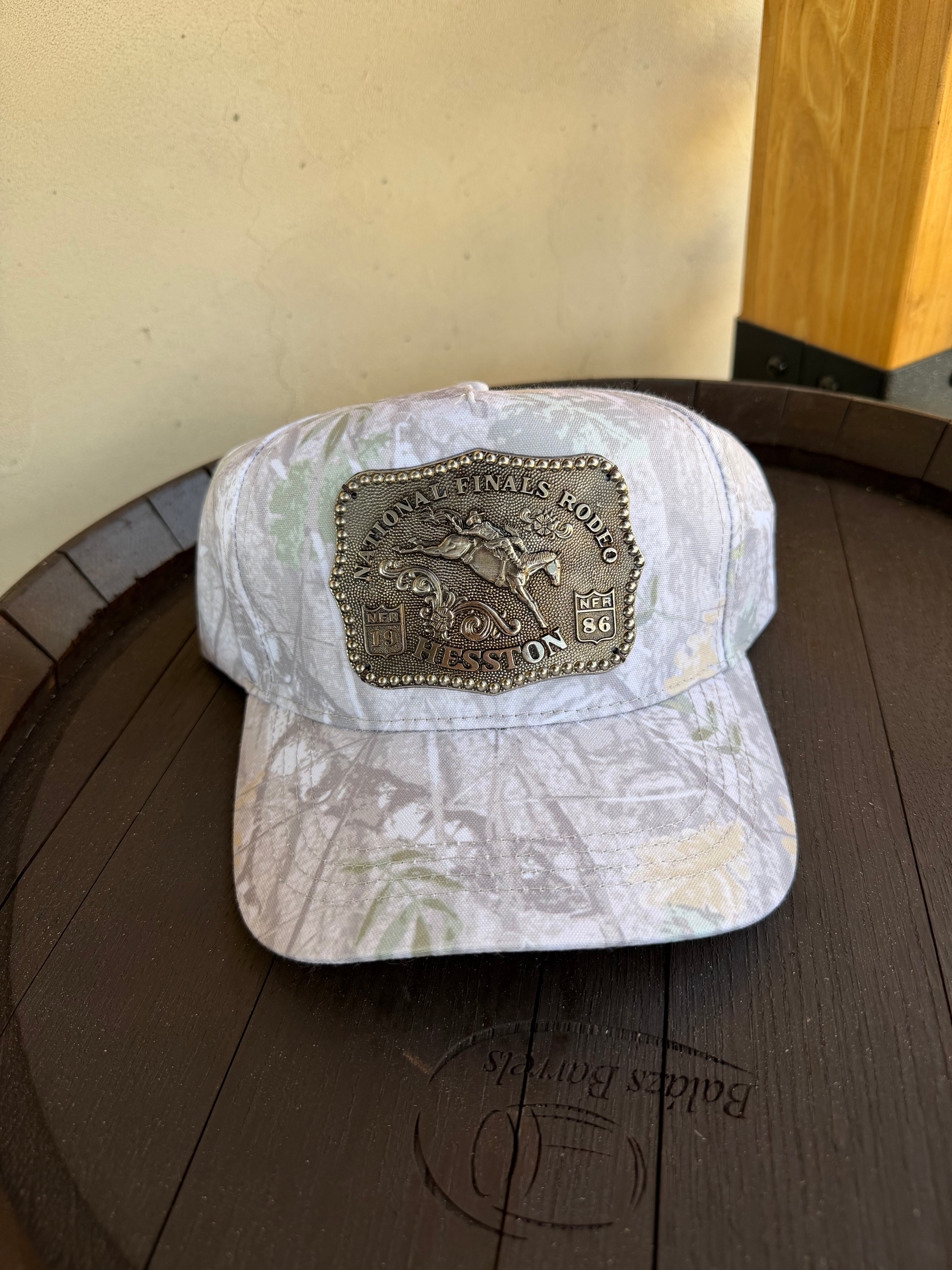 1986 Hesston NFR Buckle Light Camo Hat