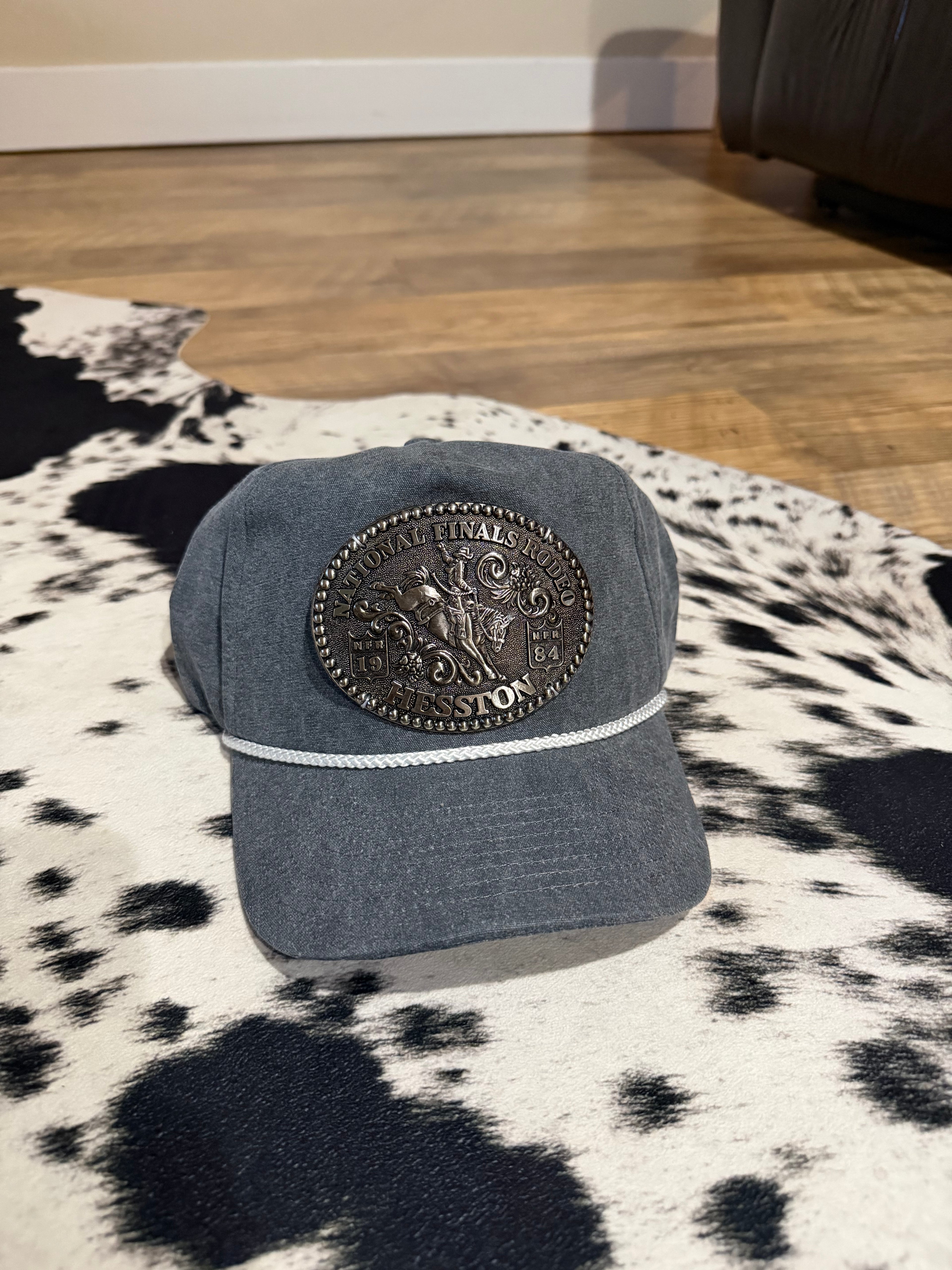 1984 Charcoal Denim NFR Hesston Buckle Hat